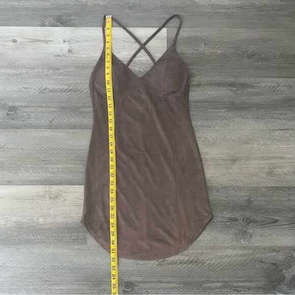 Windsor Bodycon Mini Dress Brown Taupe Grey Faux Suede XS - Picture 5 of 8